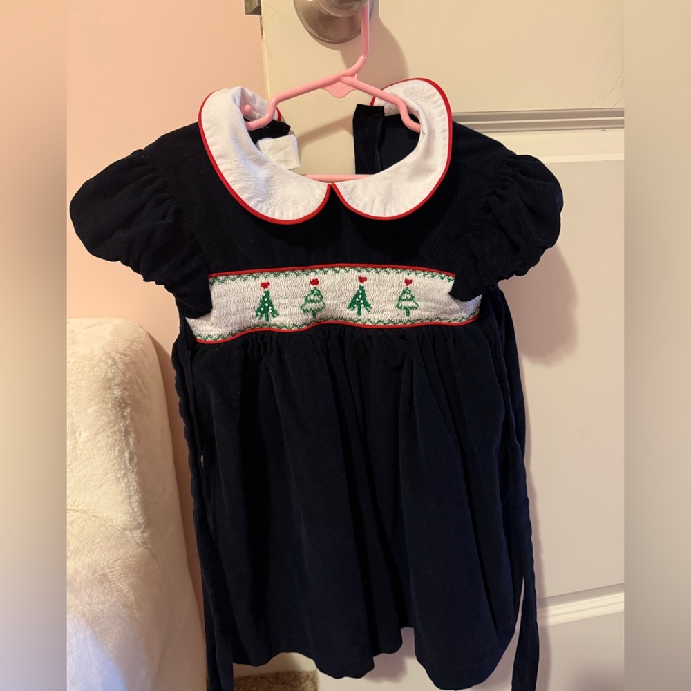 Bella Bliss Navy Dress with Festive Embroidery